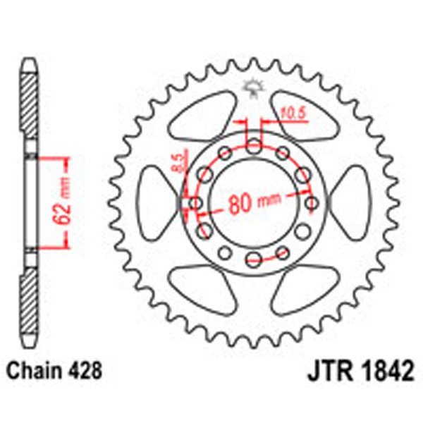 JT JT Rear Sprockets R/W 1842/842-37T YAM (842)